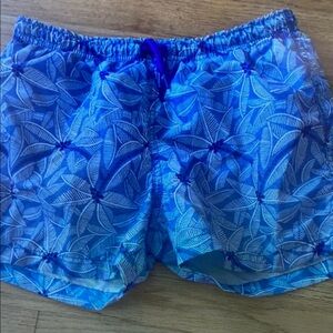 Blue Patterned Kids Swim Trunks